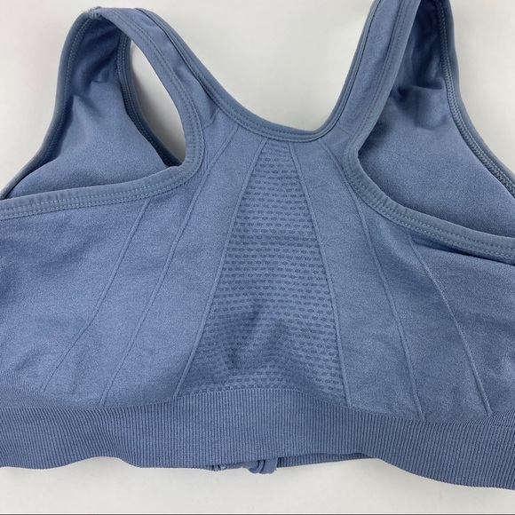 Sports Bra Womens Blue Front Zip Padded - Picture 3 of 8
